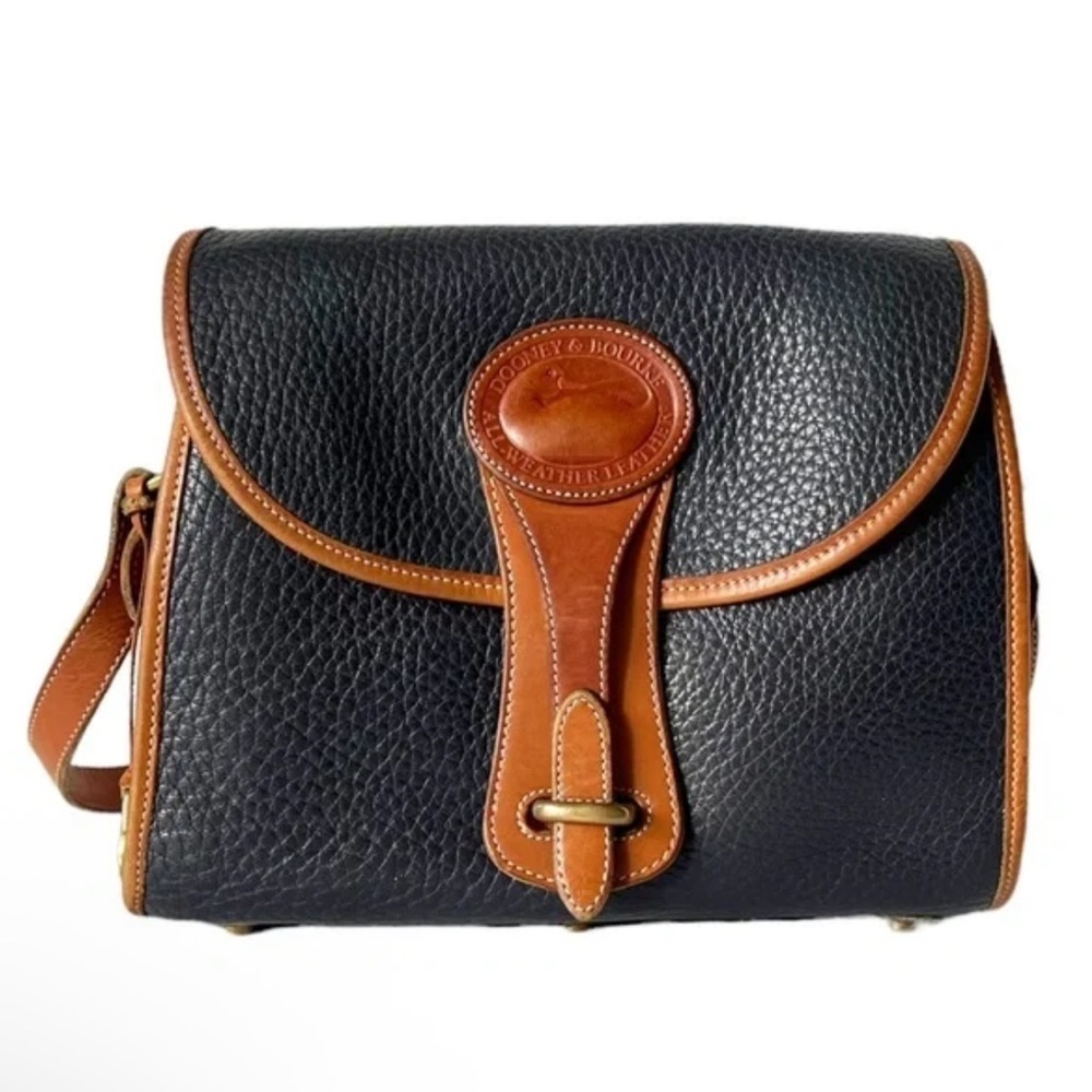 Doney& Bourke Vintage made USA All black and brown Leather Medium Crossbody Bag